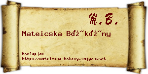 Mateicska Bökény névjegykártya